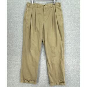 Brooks Brothers Pants Mens 36 X 30 Khaki Pleated Front Cuffed Straight Leg